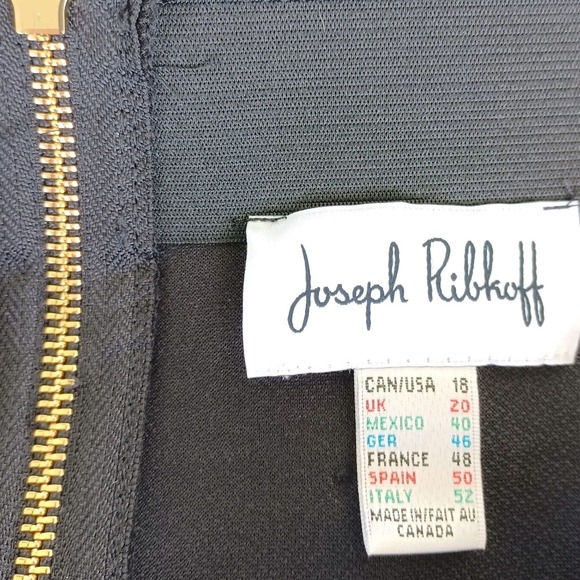 Joseph Ribkoff Black Pencil Skirt Gold Zipper Detail Knee Length Women's Size 18 - Picture 3 of 9